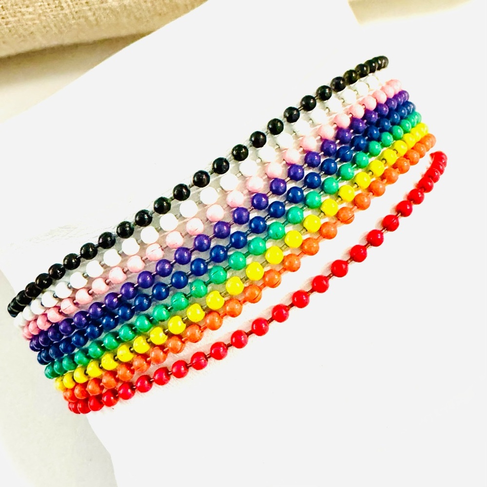 Color Ball Chain Steel Bracelets - Picture 3 of 4